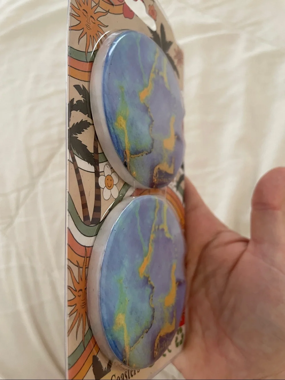 Blue Marble Non Slip Tile Coasters for your Car